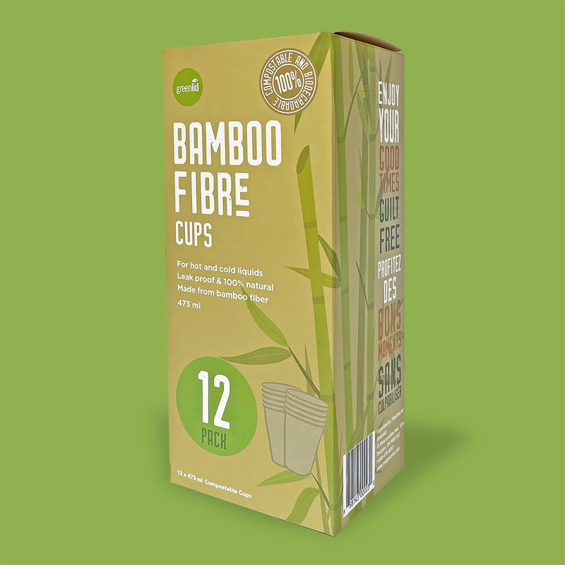 Compostable Bamboo Fibre Cup - 16 oz - 12 Pack  // Greenlid