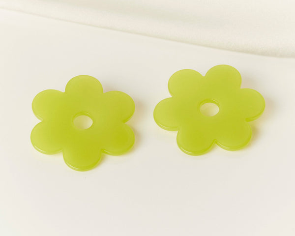 Large Lime Green Acetate Daisy Earrings // Cities In Dust Jewelry