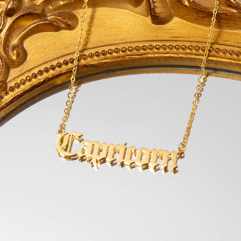 Capricorn Gold Zodiac Nameplate Necklace