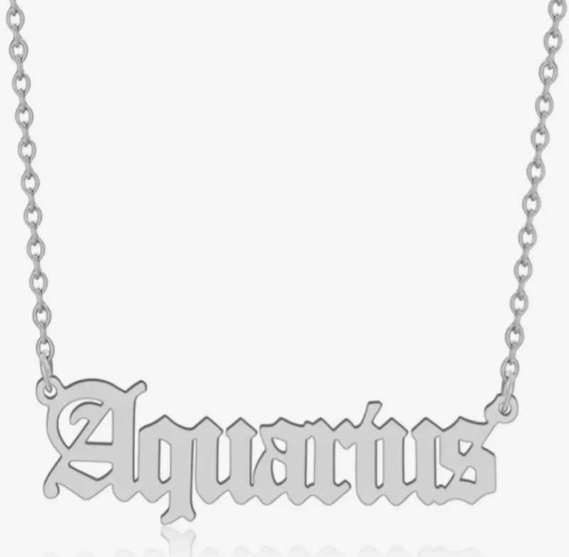 Aquarius Silver Zodiac Necklace // Jovee