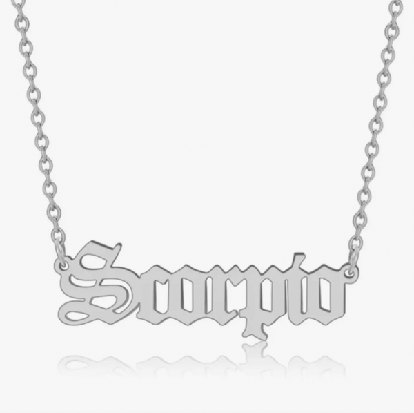 Scorpio Silver Zodiac Necklace // Jovee