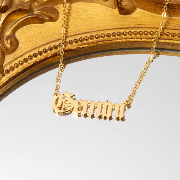 Gemini Gold Zodiac Nameplate Necklace