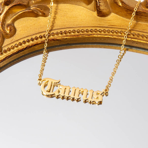 Taurus Gold Zodiac Nameplate Necklace